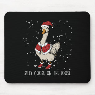 Silly Goose On The Loose Christmas Santa Goose Mouse Mat