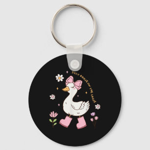 Silly Goose On The Loose Coquette Bow Pink Girl Ki Key Ring