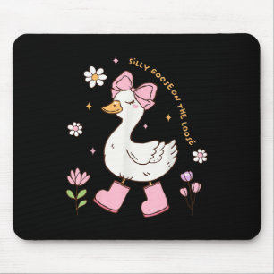 Silly Goose On The Loose Coquette Bow Pink Girl Ki Mouse Mat