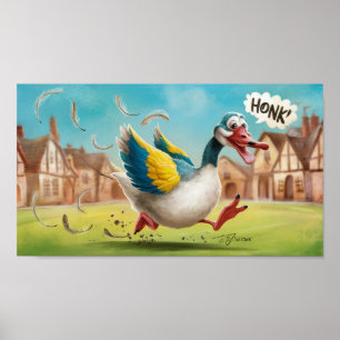 Silly Goose on The Loose Drawing, Funny Goose Poster