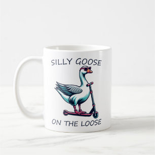 Silly Goose On The Loose Goose Skating on Scooter Coffee Mug