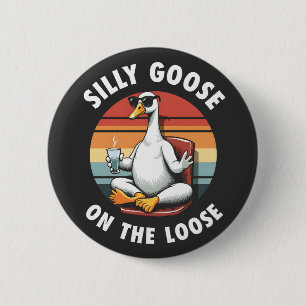 Silly Goose on the Loose Meditation Yoga Retro 6 Cm Round Badge