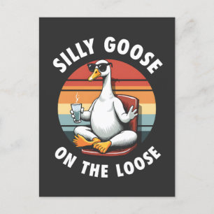 Silly Goose on the Loose Meditation Yoga Retro Announcement Postcard