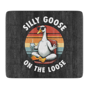 Silly Goose on the Loose Meditation Yoga Retro Cutting Board