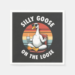 Silly Goose on the Loose Meditation Yoga Retro Napkin