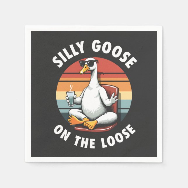 Silly Goose on the Loose Meditation Yoga Retro Napkin (Front)