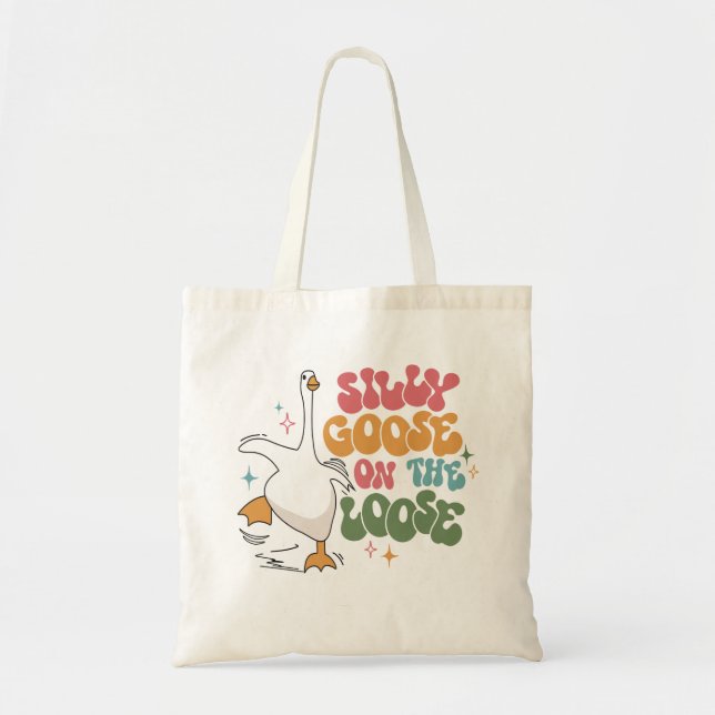Silly goose on the loose,  Silly Goose Club trendy Tote Bag (Front)