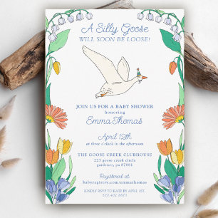 Silly Goose on the Loose Spring Floral Baby Shower Invitation