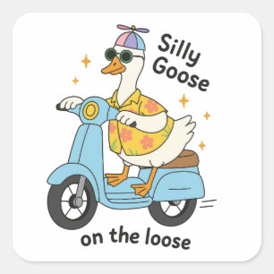 Silly Goose On The Loose Square Sticker