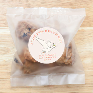 Silly Goose on the Way Baby Shower Classic Round Sticker