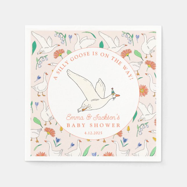 Silly Goose Party Baby Shower Napkin (Front)