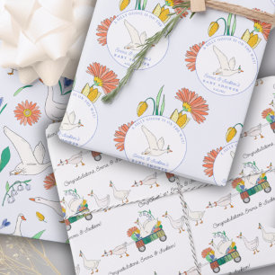 Silly Goose Party Baby Shower Wrapping Paper Sheet