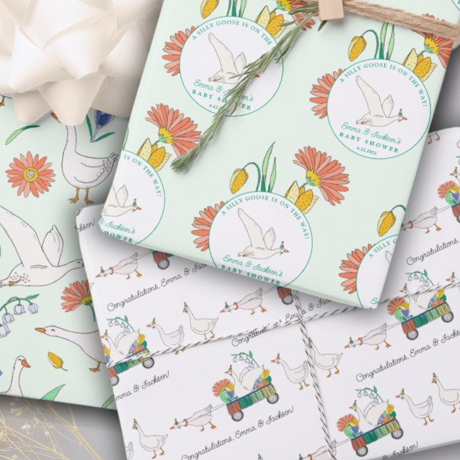Silly Goose Party Baby Shower Wrapping Paper Sheet (Creator Uploaded)