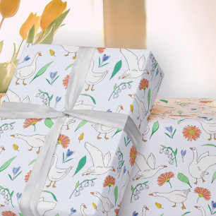 Silly Goose Party Blue Wrapping Paper