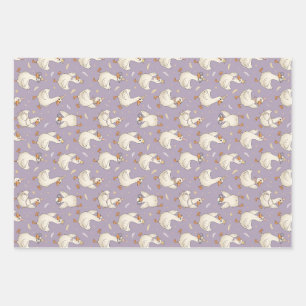 Silly Goose Party – Cartoon Goose Design Wrapping Paper Sheet