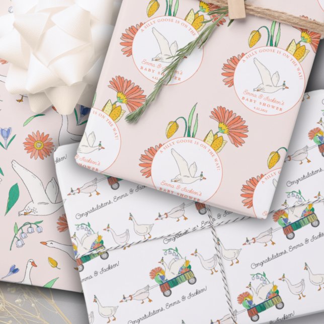 Silly Goose Party Girl Baby Shower Wrapping Paper Sheet (Creator Uploaded)