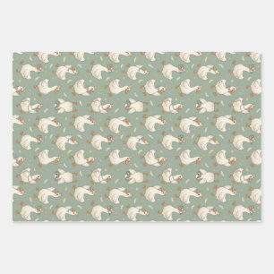 Silly Goose Party Parade Funny Birthday Wrapping Paper Sheet