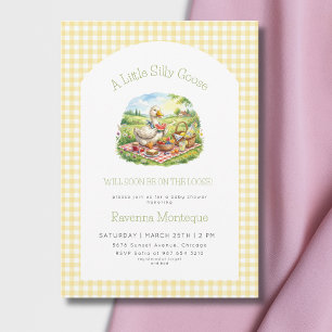 Silly Goose Picnic Yellow Gingham Baby Shower  Invitation