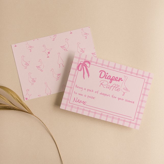 Silly Goose Pink Baby Girl Ribbon Diaper Raffle Enclosure Card (Creator Uploaded)