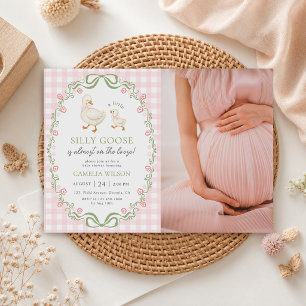 Silly Goose Pink Baby Girl Shower Photo Invitation