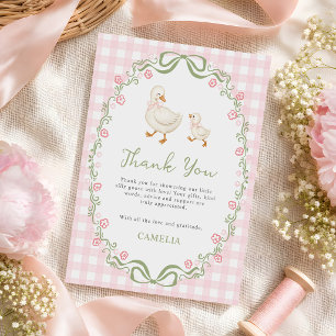 Silly Goose Pink Baby Girl Shower Thank You Card