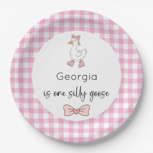 Silly Goose Pink Birthday Paper Plate