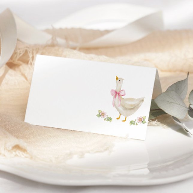 Silly Goose Pink Bow Baby Shower Place Cards (Creator Uploaded)