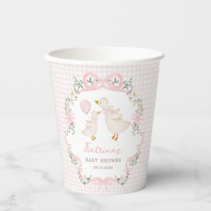 Silly Goose Pink Bow Balloon Baby Girl Shower Paper Cups