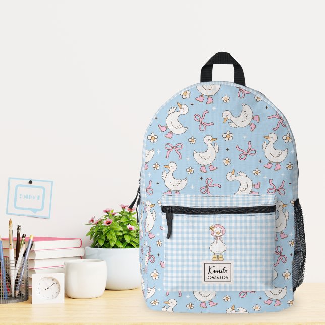  Silly Goose Pink Bow Coquette Custom Script Name  Printed Backpack (Creator Uploaded)