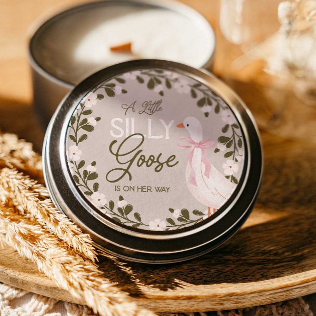 Silly Goose Pink Bow Girl Baby Shower Stickers (Creator Uploaded)