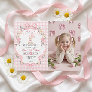 Silly Goose Pink Bow Girl Birthday Invitation