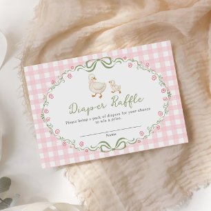Silly Goose Pink Floral Baby Shower Diaper Raffle Enclosure Card
