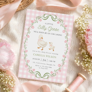Silly Goose Pink Floral Baby Shower Invitation