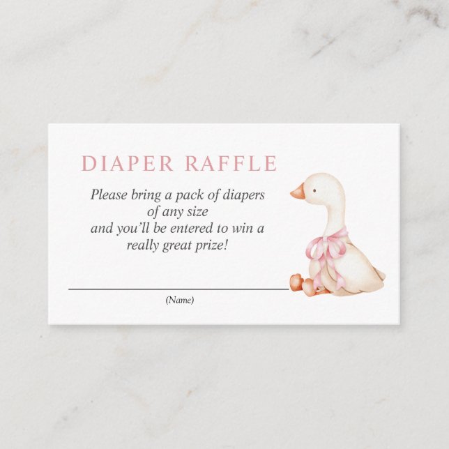 Silly Goose Pink Floral Diaper Raffle Card (Front)