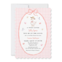 Silly Goose Pink gingham Baby girl Baby shower