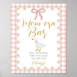 Silly Goose Pink Gingham Baby Shower Mimosa Bar Poster