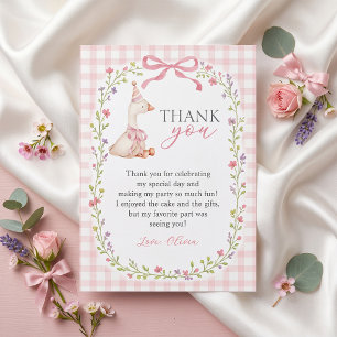 Silly Goose Pink Gingham Birthday Thank You Card