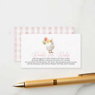 Silly Goose Pink Gingham Books for Baby Enclosure Card