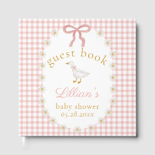 Silly Goose Pink Gingham Cottagecore Baby Shower Guest Book