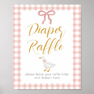 Silly Goose Pink Gingham Diaper Raffle Poster