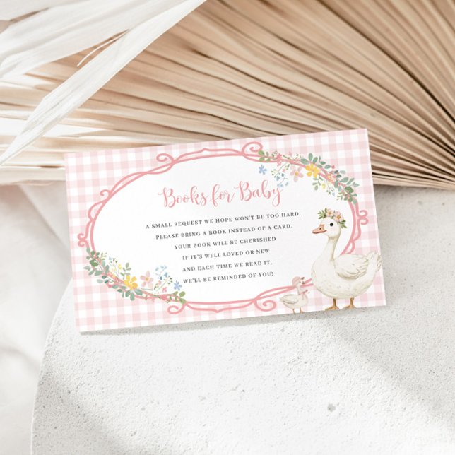 Silly Goose Pink Gingham Girl Books For Baby Card (Creator Uploaded)