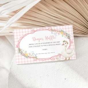 Silly Goose Pink Gingham Girl Diaper Raffle Card