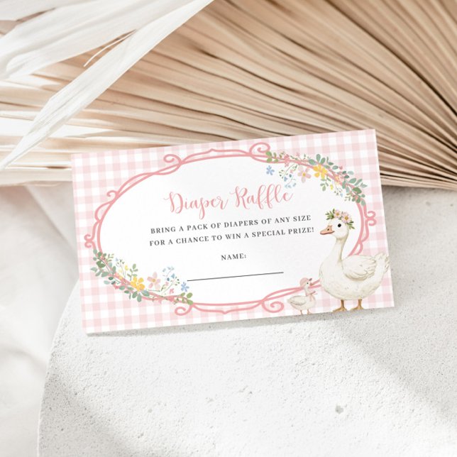 Silly Goose Pink Gingham Girl Diaper Raffle Card (Creator Uploaded)