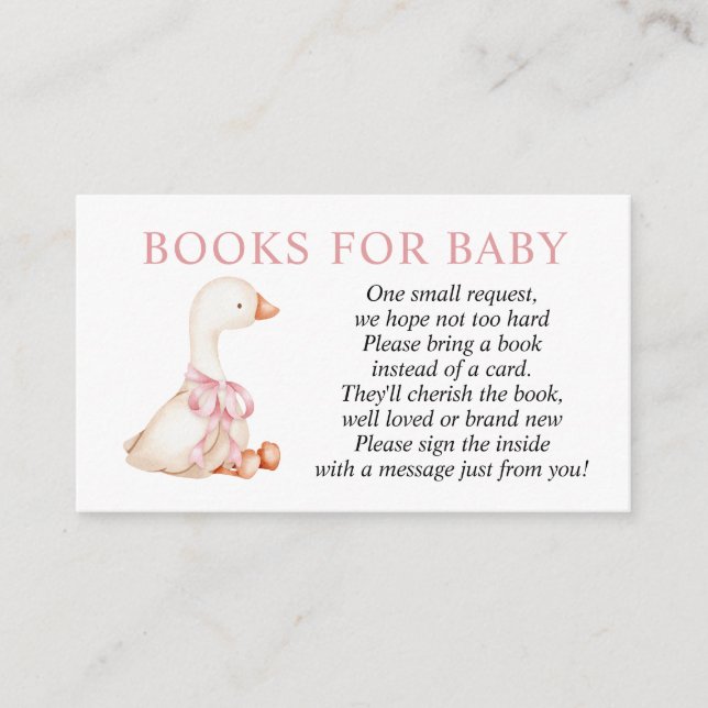 Silly Goose Pink Girl Books for Baby insert card (Front)