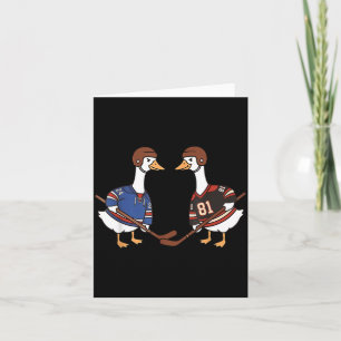 Silly Goose Playing Ice Hockey Hockey Stick Ice Card