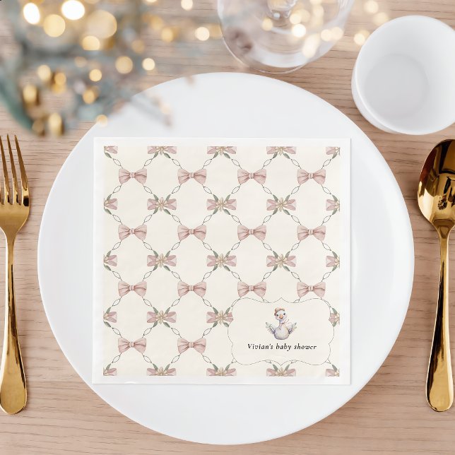 Silly Goose Preppy Bow Baby Shower Napkin (Creator Uploaded)