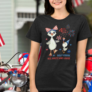 Silly Goose Red, White and Loose July 4th Tri-Blend Shirt