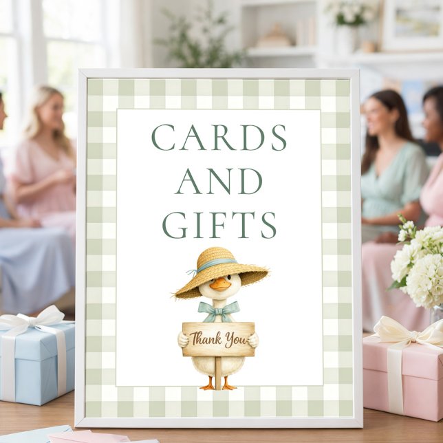 Silly Goose Sage Gingham Cards Gifts Baby Shower Poster (Creator Uploaded)