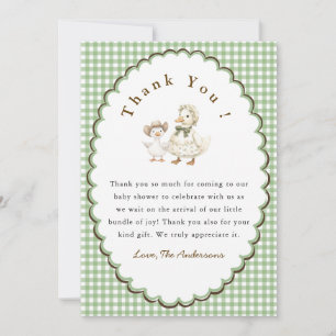 Silly Goose Sage green  Baby shower  Thank You Card