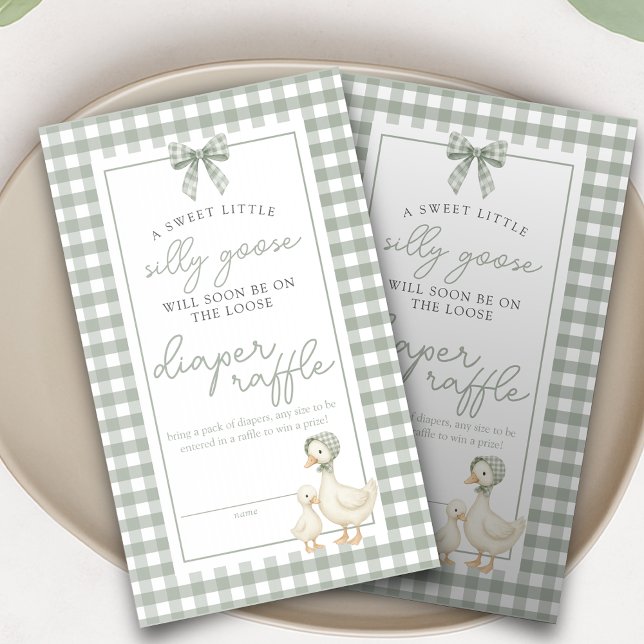 Silly Goose Sage Green Coquette Diaper Raffle Enclosure Card (Creator Uploaded)